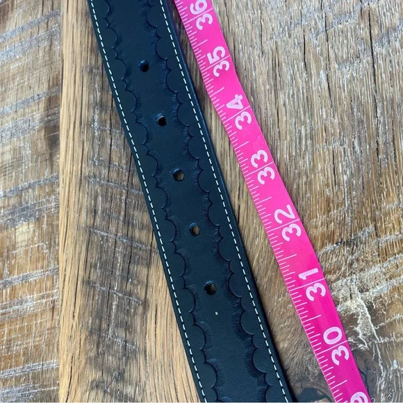 Brighton Black Leather Belt Turquoise Concho Western Silver Buckle B20213 L. 34 - Picture 7 of 8